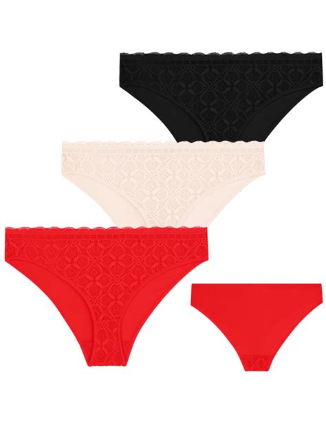 Damskie Majtki Figi Mini Bikini W Koronkowe Wzory 3 Pak WIELOKOLOROWY Sklep Moraj
