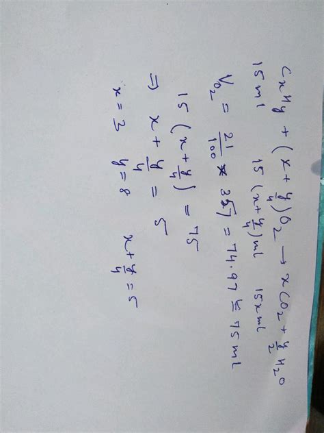 Ml Of A Gaseous Hydrocarbon Was Required Complete Combustion In