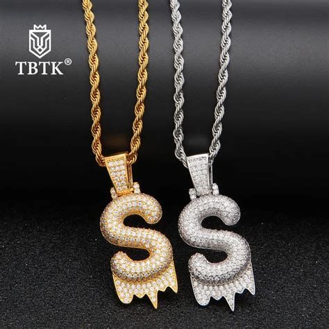 Tbtk Custom White Drip Bubble Letters Pendant T Necklace Name