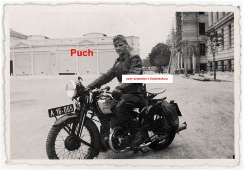 Foto Puch Motorrad Oldtimer Soldat Wehrmacht Krad Ww Photo