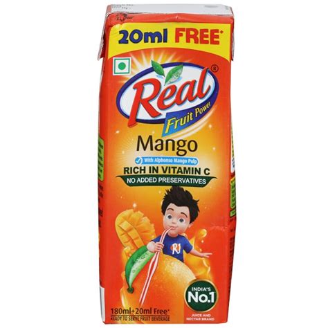Buy Real Fruit Power Mango Juice Rich in Vitamin C (Free 20 ml) 180 ml ...