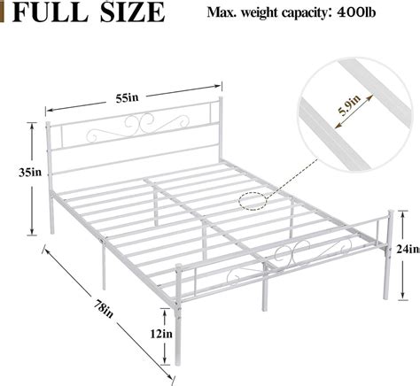 Vecelo Metal Platform Bed Frame Mattress Foundation With Headboard And F