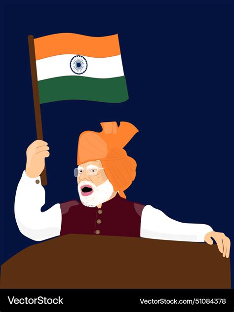 Narendra Modi Ji With Flag For Election Royalty Free Vector