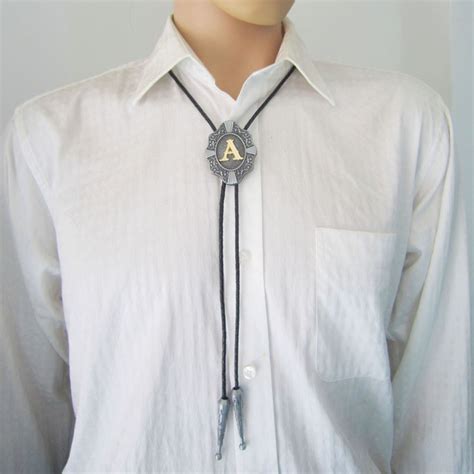 Western Tie Clips Original Initial Letter A Wedding Bolo Tie Necklace