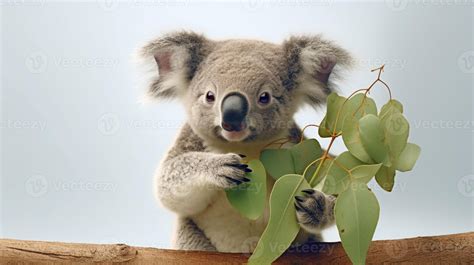 AI Generative koala eating eucalyptus leaves 27321937 Stock Photo at ...