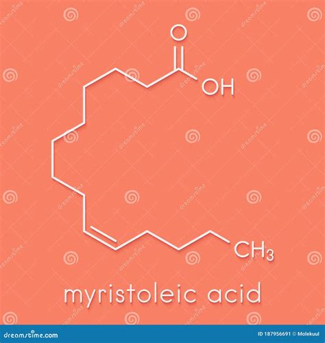 Myristoleic Acid Omega 5 Fatty Acid Molecule Skeletal Formula Stock