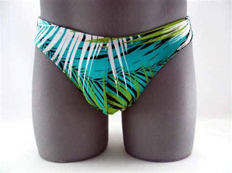 Multi Color Palm Leaf Print Men Bikini Swimsuit Swimwear No Etsy
