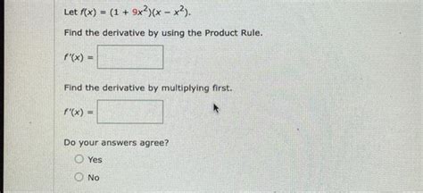 Solved Let F X 1 9x2 X−x2 Find The Derivative By Using