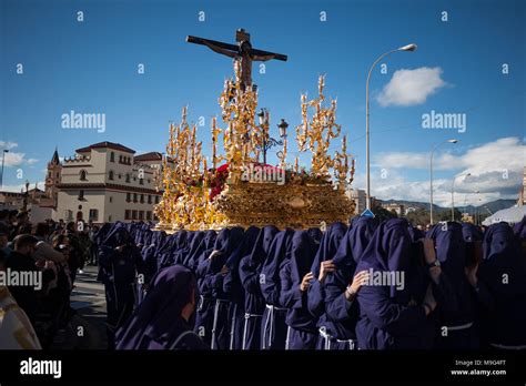 Malaga Spain 25th Mar 2018 Penitents Of Salud Brotherhood