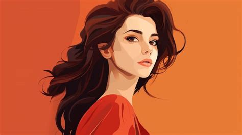 Un Retrato De Una Mujer Con Cabello Oscuro Vector Premium