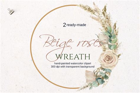 Pampas Grass Roses Wreath Graphic By Elena Dorosh Art Creative Fabrica