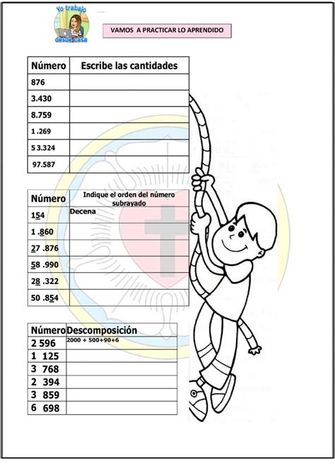 Ejercicio de Escritura de cantidades y descomposición de números