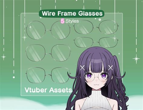 Vtuber Glasses Assets Thin Rectangle Glasses Circle Etsy