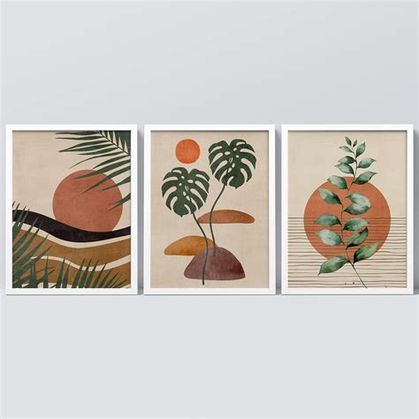 Amazon Signwin Framed Mid Century Tropical Plant Wall Art Set Of