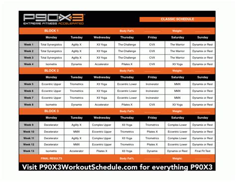 P90x3 Classic Schedule By Fitness To Do Home Workout Schedule