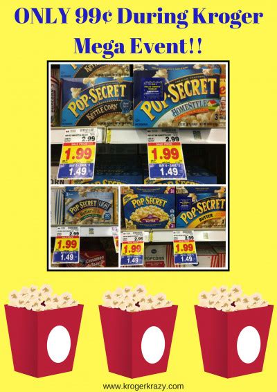 Pop Secret Popcorn Only 99¢ During Kroger Mega Event Reg Price 2 99