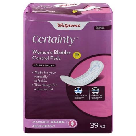 Walgreens Women S Certainty Long Length Maximum Absorbency Bladder Control Pads 39 Ct Kroger