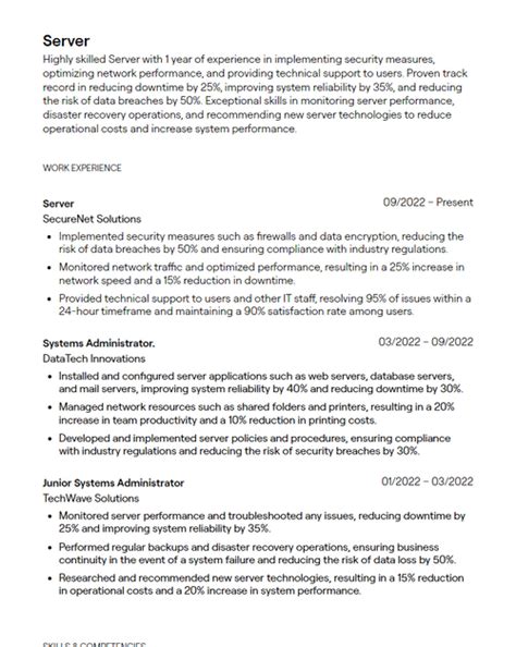 1 Server Resume Examples With Guidance