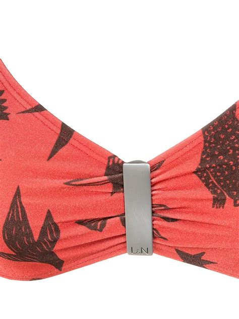 Lygia Nanny Anne Logo Plaque Bikini Set In Brown Modesens