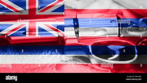 Hawaii Flag Us State Gun Control Usa United States Gun Laws Stock