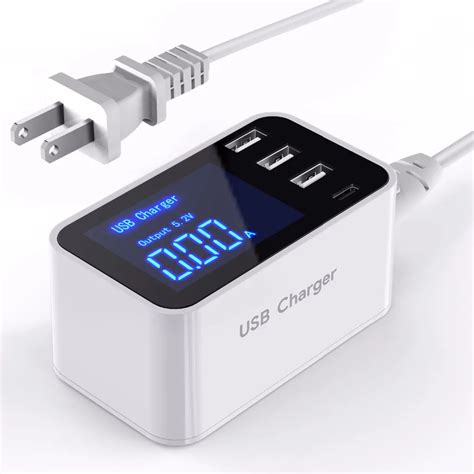 5V 3.5A(Max)Multi Port LED Display 3Port USB Charger Hub with Type C ...