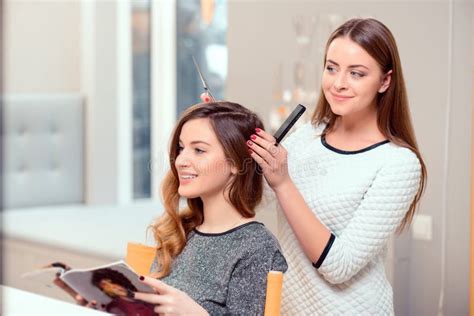 Beautiful Woman In Hair Salon Stock Image Image Of Glamour Positive