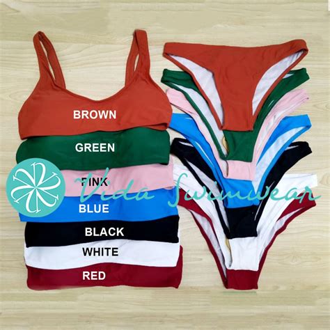 Two Piece Bikini Swimsuit Basic Sports Bikini Women Swimwear Padded Bikini Shopee Philippines