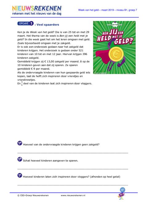 Nieuwsrekenen Voor Van Het Geld Groep 7 Pdf Nieuwsbegrip