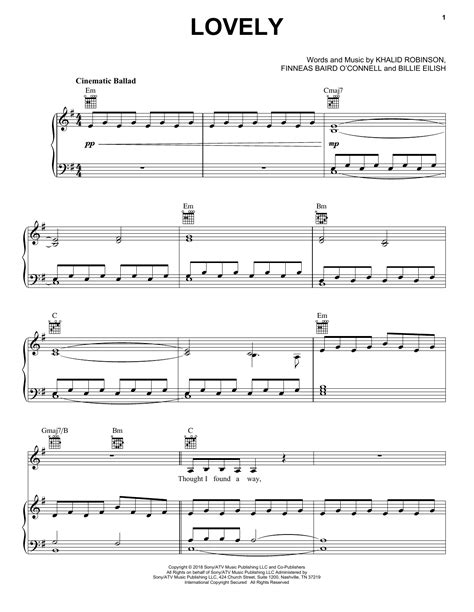 Billie Eilish Khalid Lovely From Reasons Why Sheet Music