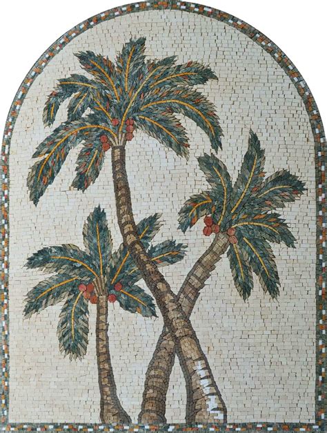 Mosaic Tile Patterns Leaf Of Palm Trees In 2021 Tree Mosaic Mosaic