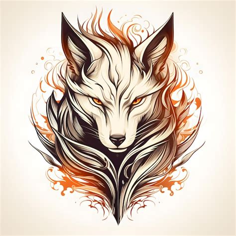 Premium AI Image | angry kitsune mask tshirt tattoo design dark art illustration isolated on white