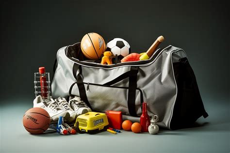 bag filled  sports goodies background bag high resolution
