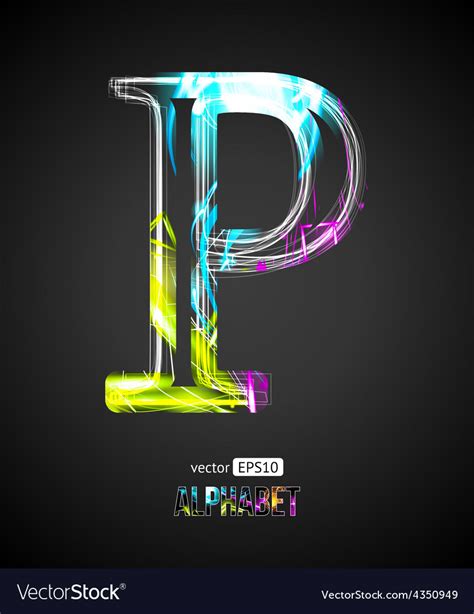 Design Light Effect Alphabet Letter P Royalty Free Vector