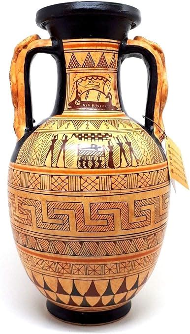 Amazon Ancient Greek Ceramic Vase Amphora Snakes Handle Geometric