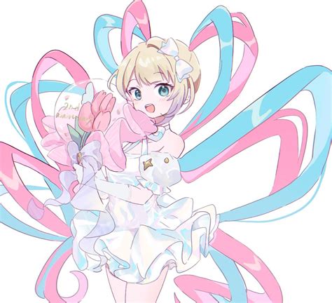 The Big ImageBoard TBIB 1girl D Blonde Hair Blue Hair Bouquet Bow Chouzetsusaikawa Tenshi