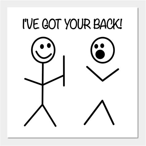 I Have Your Back Art Print Gifts Stick Figures Afro Doodles Tee