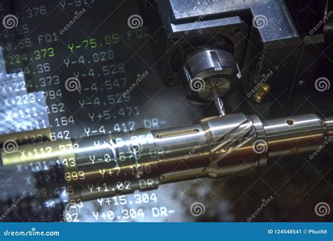 The CNC Turning Or Lathe Machine Cutting Groove Slot Stock Image