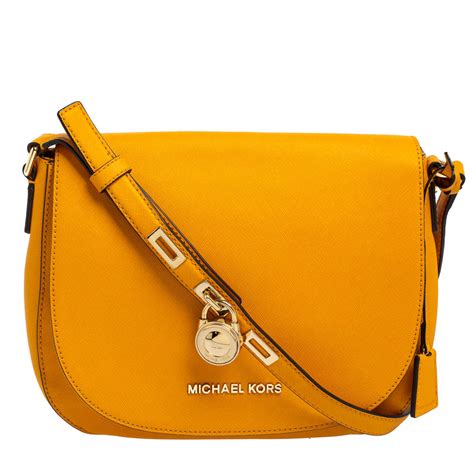 Michael Kors Mustard Yellow Leather Hamilton Crossbody Bag Michael Kors