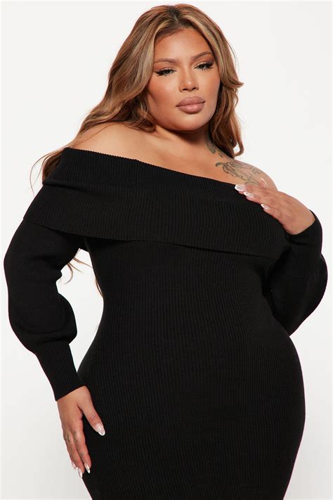 Stormy Sweater Maxi Dress Black Fashion Nova