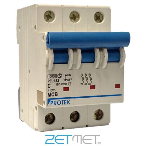 Protek MCB 3C06 6 Type C Triple Pole 10kA 415V PEL1 63 Miniature