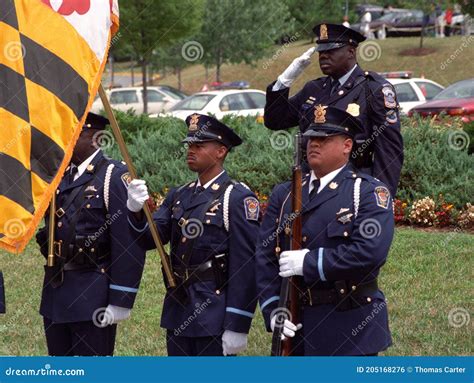 Police Honor Guard Stand at Attention at a Funeral in Upper Marlboro, Maryland Editorial Photo ...