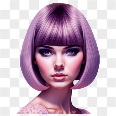 Download Elegant Woman With Purple Hair And Blue Eyes Png Online