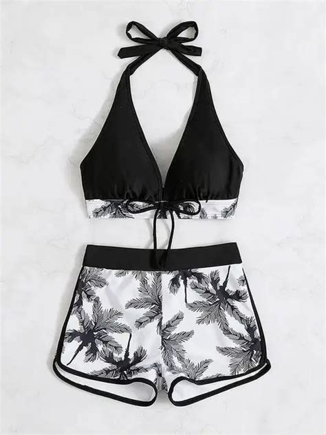 Women High Waist Two Pieces Bikini Set 2023 Summer Flower Print