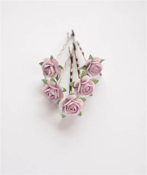 Lilac Bridal Rose Hair Pin Flower Bobby Pin Bridesmaid Flower Etsy