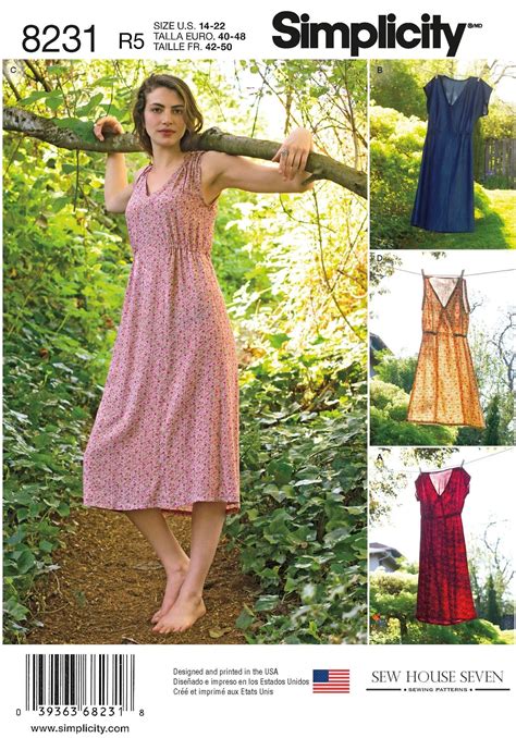 Simplicity Sewing Pattern Misses Elastic Waist Dress In Two