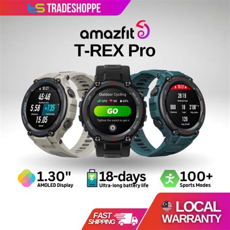 Amazfit T-Rex Pro A2013 Smart Watch 1.3-inch AMOLED Screen 10 ATM water ...