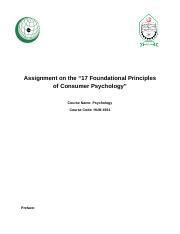 17 Principles Of Psychology Assignment Docx Assignment On The 17