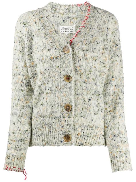 Maison Margiela Marl Knit Cardigan Neutrals Marled Knit Designer