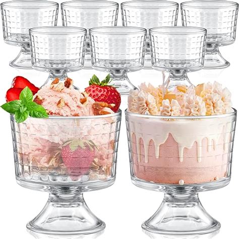 Singhoow Set Of 9 Footed Glass Ice Cream Bowl 10 Oz Glass Dessert Cups Clear Trifle