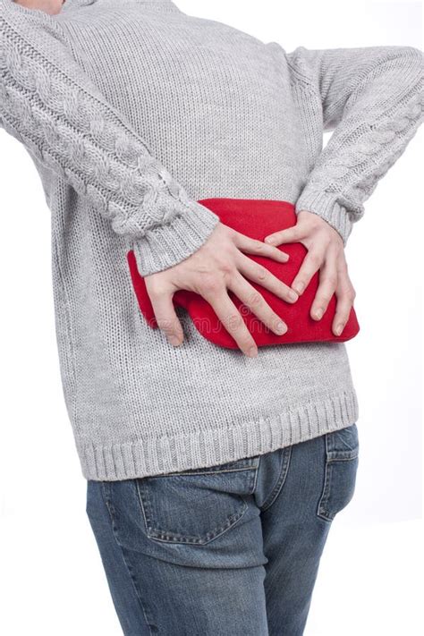 Man With Hot Bottle On His Back Stock Image Image Of Emergency Severe